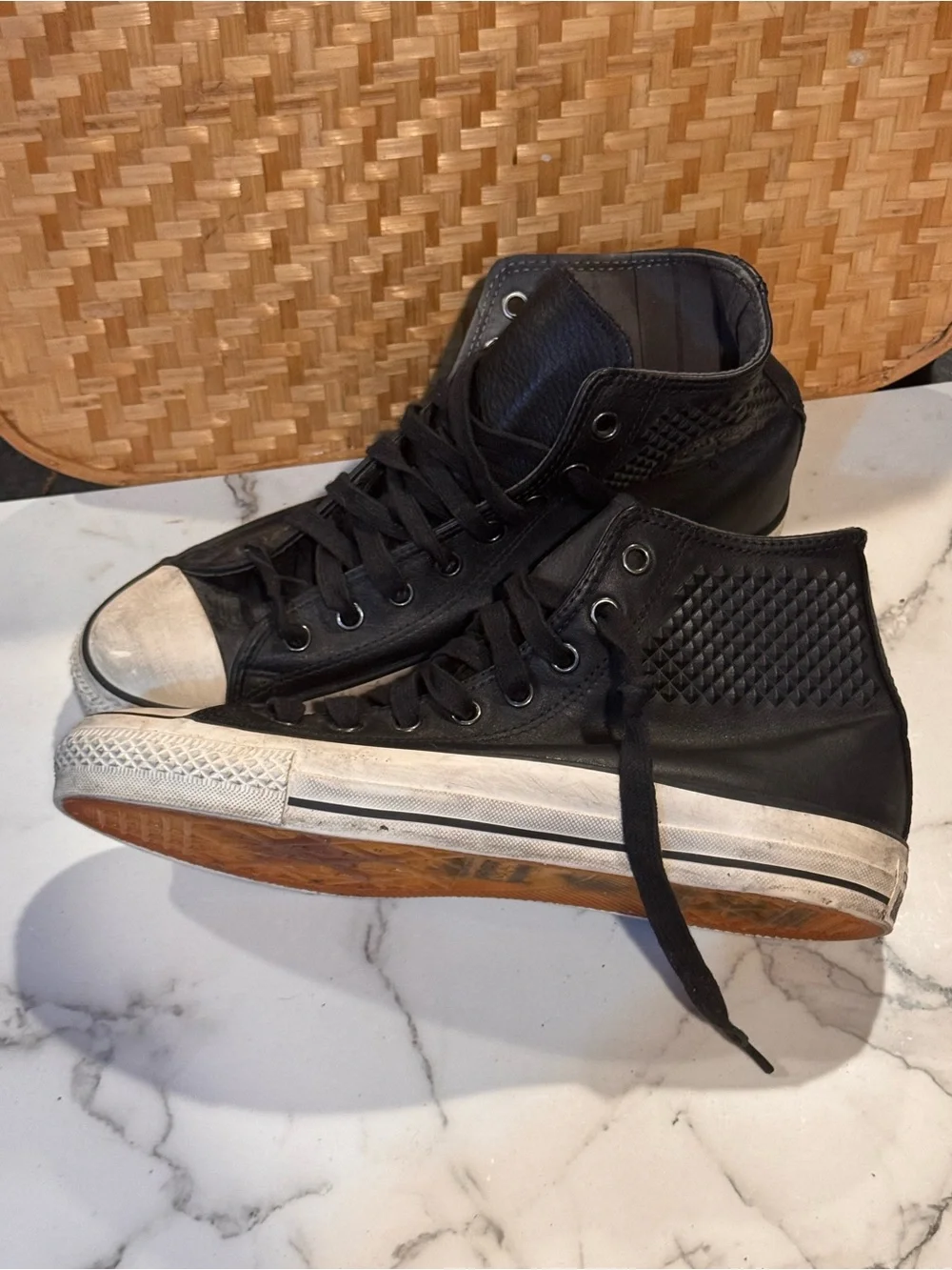 SOLD‼️Converse x John Varvatos CT Hi Leather Studded Embossed Black 145388C - Picture 3 of 10